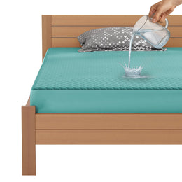 Lukzer Quilted Cotton Waterproof Mattress Protector   Sky Blue (MTP-QSB-001)