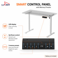Lukzer Electric Height Adjustable Desk Frame with USB & Type-C Port on Control (EST-003/UC-F/White)