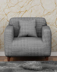 Jacquard Sofa Cover (Pastel Dark Grey Square Knit Pattern)