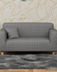 Jacquard Sofa Cover (Pastel Dark Grey Square Knit Pattern)