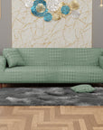 Jacquard Sofa Cover (Pastel Green Square Knit Pattern)