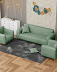 Jacquard Sofa Cover (Pastel Green Square Knit Pattern)