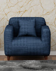 Jacquard Sofa Cover (Pastel Marine Blue Square Knit Pattern)