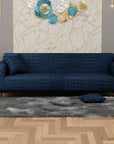 Jacquard Sofa Cover (Pastel Marine Blue Square Knit Pattern)