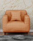 Jacquard Sofa Cover (Pastel Orange Square Knit Pattern)