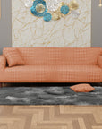 Jacquard Sofa Cover (Pastel Orange Square Knit Pattern)