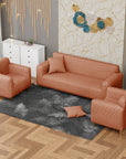 Jacquard Sofa Cover (Pastel Orange Square Knit Pattern)