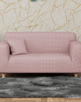 Jacquard Sofa Cover (Pastel Orange Square Knit Pattern)