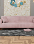 Jacquard Sofa Cover (Pastel Pink Square Knit Pattern)