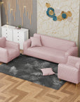 Jacquard Sofa Cover (Pastel Pink Square Knit Pattern)