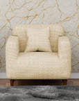 Jacquard Sofa Cover (Pastel Orange Square Knit Pattern)