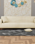 Jacquard Sofa Cover (Pastel Yellow Square Knit Pattern)