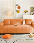 Jacquard Sofa Cover (Pastel Orange Tribal Pattern)