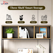 Lukzer Wooden & Metal Study Desk with 3 Storage Shelf & Open Bookshelf for Home (MST-011/Black & Black)