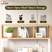 Lukzer Wooden & Metal Study Desk with 3 Storage Shelf & Open Bookshelf for Home (MST-011/White & Oak Brown)
