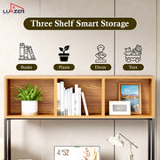 Lukzer Wooden & Metal Study Desk with 3 Storage Shelf & Open Bookshelf for Home (MST-011/Black & Oak Brown)