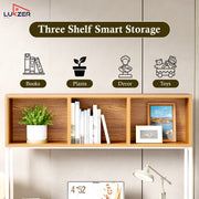 Lukzer Wooden & Metal Study Desk with 3 Storage Shelf & Open Bookshelf for Home (MST-011/White & Oak Brown)