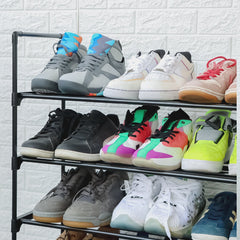 Lukzer 5-Tier Large Dual-Material Shoe Rack – Spacious Storage (Black, Large)