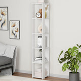 Lukzer 5-Layer Bookshelf & Open Display Rack – White, Wenge & Oak Brown (MR-019)