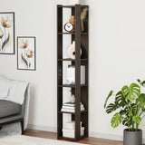 Lukzer 5-Layer Bookshelf & Open Display Rack – White, Wenge & Oak Brown (MR-019)