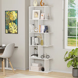 Lukzer Engineered Wood 5-Tier Storage Shelf – Minimalist Bookshelf (MR-018) | Oak Brown, Wenge, White