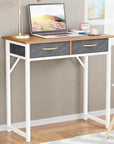 Lukzer Metal Frame Computer Desk – Engineered Wood Top With fabric Drawers (Black Frame/Wenge Board, Black Frame/Oak Brown Board, White Frame/White Board, White Frame/Oak Brown Board) (Model: STM-006)
