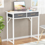 Lukzer Metal Frame Computer Desk – Engineered Wood Top With fabric Drawers (Black Frame/Wenge Board, Black Frame/Oak Brown Board, White Frame/White Board, White Frame/Oak Brown Board) (Model: STM-006)