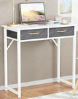 Lukzer Metal Frame Computer Desk – Engineered Wood Top With fabric Drawers (Black Frame/Wenge Board, Black Frame/Oak Brown Board, White Frame/White Board, White Frame/Oak Brown Board) (Model: STM-006)