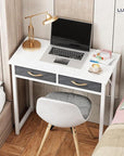 Lukzer Metal Frame Computer Desk – Engineered Wood Top With fabric Drawers (Black Frame/Wenge Board, Black Frame/Oak Brown Board, White Frame/White Board, White Frame/Oak Brown Board) (Model: STM-006)