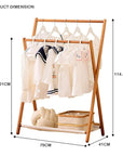 Lukzer X-Shape Bamboo Clothes Rack with Double Hanging Rods & Storage Shelf | Freestanding Garment Organizer Stand | Foldable, Durable, Multipurpose Clothing Rack for Bedroom, Hallway & Laundry Room.