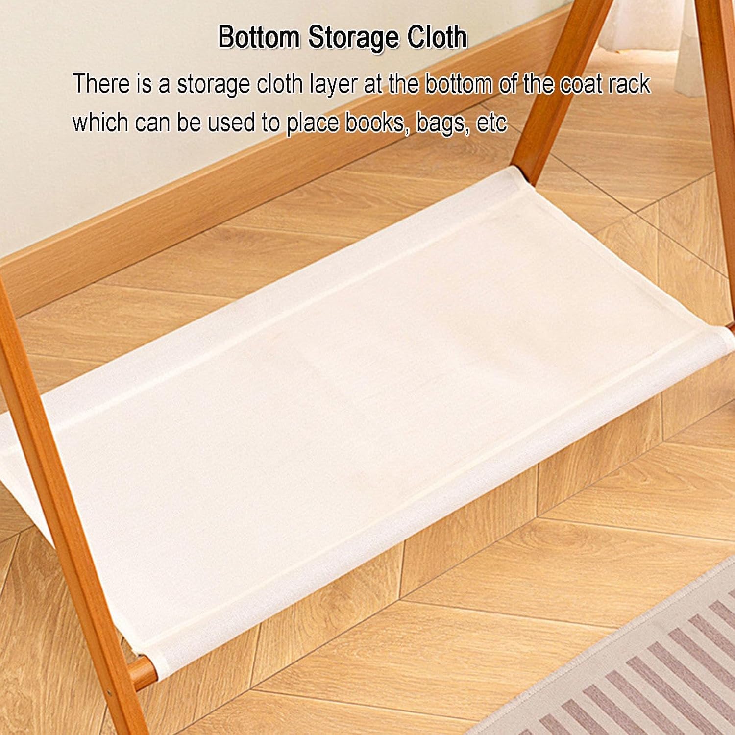 Lukzer X-Shape Bamboo Clothes Rack with Double Hanging Rods & Storage Shelf