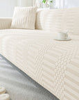 Jacquard Sofa Cover (Pastel Orange Dotted Stripe Pattern)