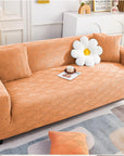 Jacquard Sofa Cover (Pastel Yellow Leaf Trail)