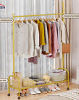 Lukzer Single Rod Garment Rack with Bottom Shelf | Cloth Organizer for Hanging Kurtas, Jackets, Bags in Bedroom, Office, Hostel & More (MGR-003)