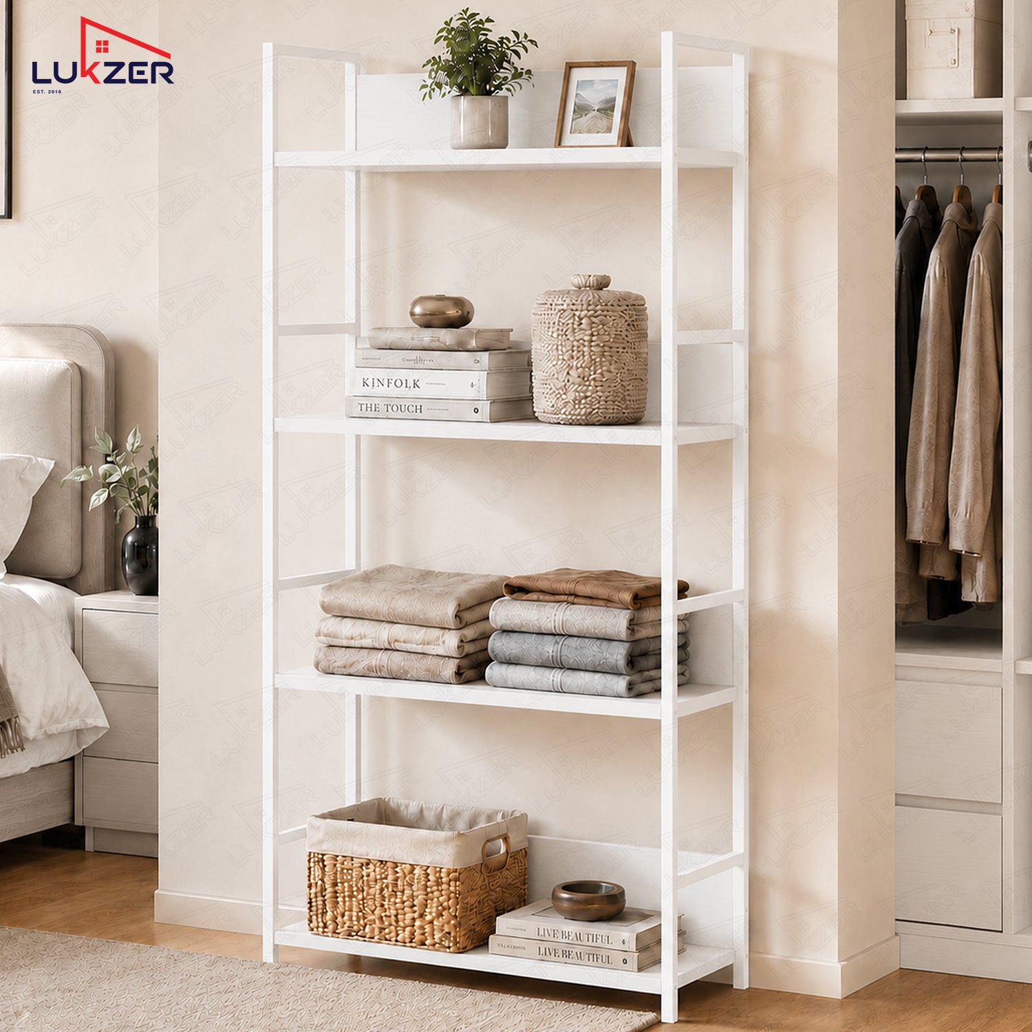 Lukzer 4-Tier Multipurpose Kitchen Organizer Rack (MMR-001/White)