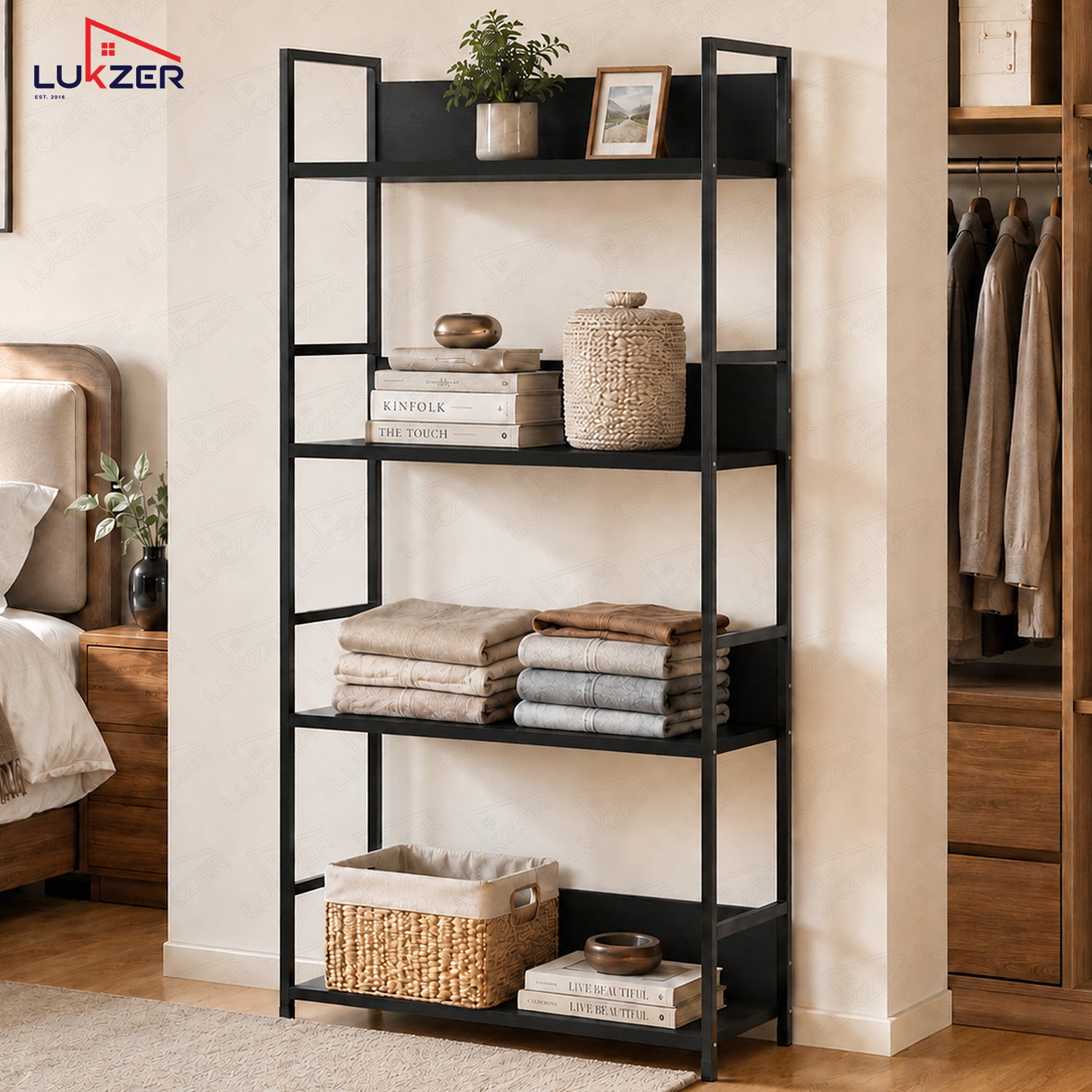 Lukzer 4-Tier Multipurpose Kitchen Organizer Rack (MMR-001/Black)