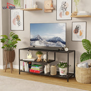 Lukzer Metal & Engineered Wood TV Unit Stand with Open Shelves | Ideal for TVs Up to 43 Inch (MTU-001)