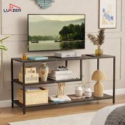 Lukzer Metal & Engineered Wood TV Unit Stand with Open Shelves | Ideal for TVs Up to 43 Inch (MTU-001)