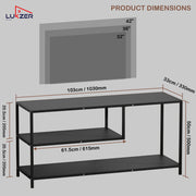 Lukzer Metal & Engineered Wood TV Unit Stand with Open Shelves | Ideal for TVs Up to 43 Inch (MTU-001)