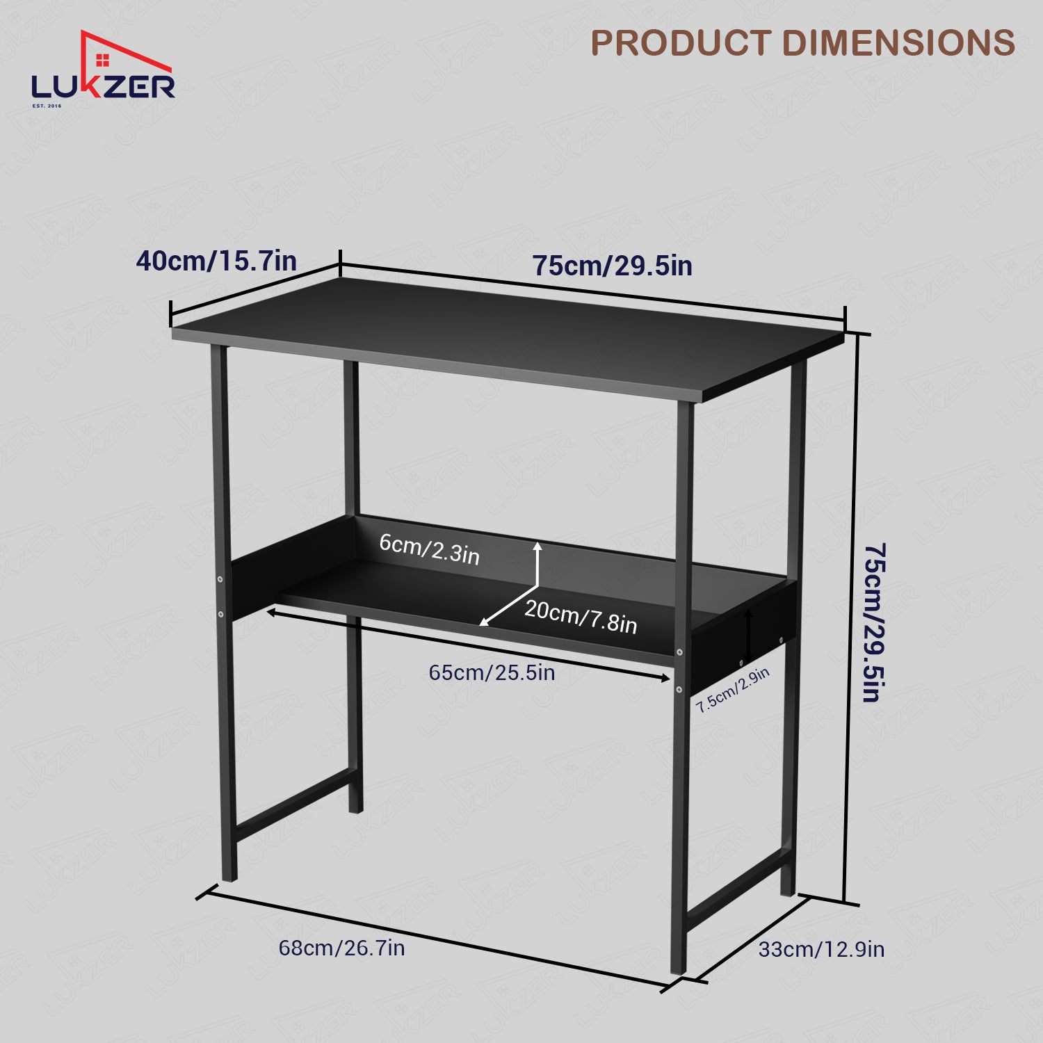 Lukzer Metal & Engineered Wood Kids Study Table with Open Shelf (MST-004S/Black & Black)
