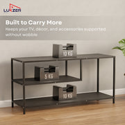 Lukzer Metal & Engineered Wood TV Unit Stand with Open Shelves | Ideal for TVs Up to 43 Inch (MTU-001)