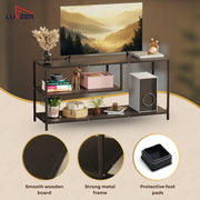 Lukzer Metal & Engineered Wood TV Unit Stand with Open Shelves | Ideal for TVs Up to 43 Inch (MTU-001)