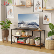 Lukzer Metal & Engineered Wood TV Unit Stand with Open Shelves | Ideal for TVs Up to 43 Inch (MTU-001)