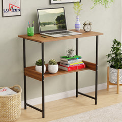 Lukzer Metal & Engineered Wood Kids Study Table with Open Shelf (MST-004S/Black & Oak Brown)