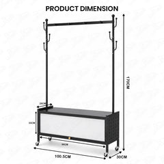 Lukzer Metal Garment Rack with Dust-Proof Storage Shelf & Multiple Hooks (Black)