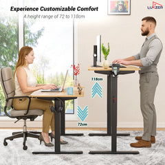 Lukzer Electric Automatic Height Adjustable Sit Stand Desk EST-003 ( Black & Oak Light )