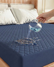Lukzer Quilted Cotton Waterproof Mattress Protector Blue (MTP-QBL-001)