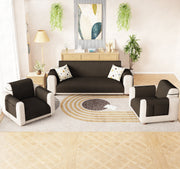 Lukzer Quilted Stipple Blue Sofa Cover Mat with Storage Side Pocket | 350 GSM Polyester Blend Full Coverage with Arms & Back Belt | Machine Washable Sofa Runner.