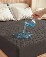 Lukzer Quilted Cotton Waterproof Mattress Protector Dark Brown (MTP-QDB-001)