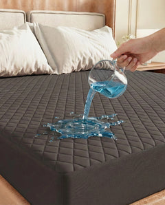 Lukzer Quilted Cotton Waterproof Mattress Protector Dark Brown (MTP-QDB-001)